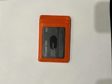 Buffway Slim Minimalist Card Holder Wallet Genuine Leather Front Pocket – Orange