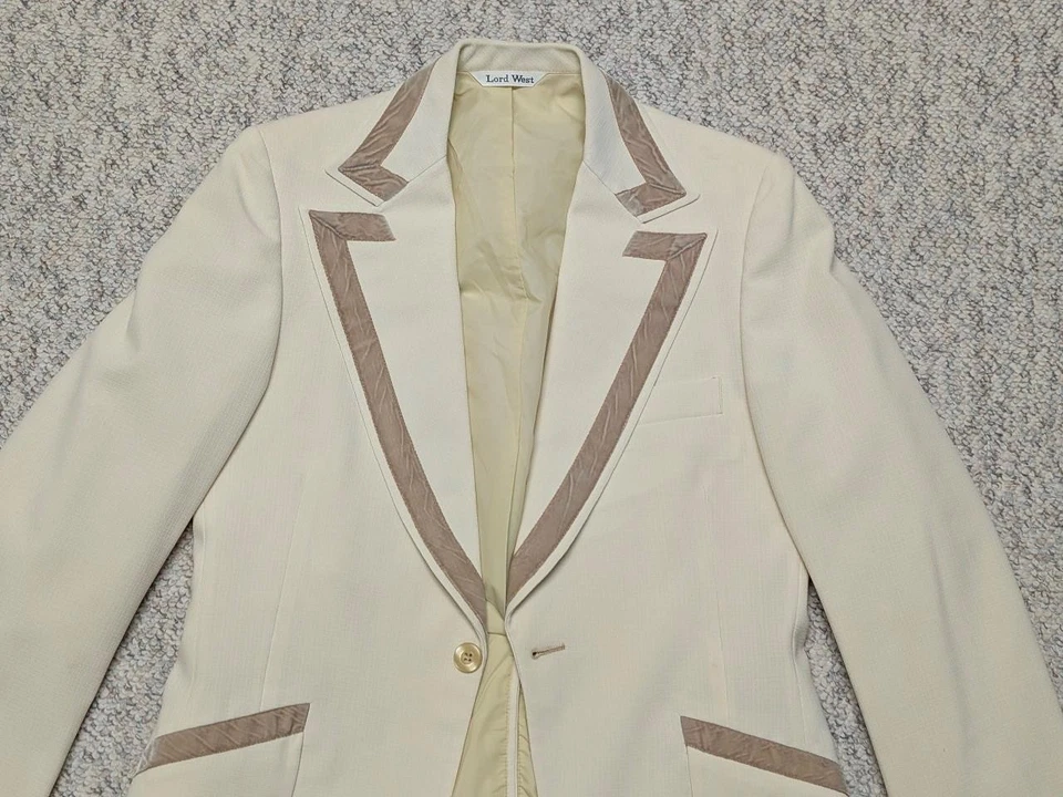 vintage 1970s tuxedo blazer USA made 36L cream TUX smoking jacket 3PC lord west - Image 4 of 4