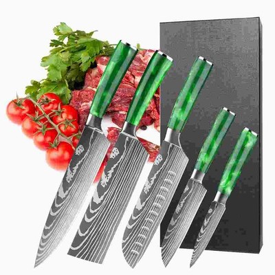 5PCS Handmade HAND FORGED DAMASCUS STAINLESS STEEL CHEF KNIFE Set Kitchen Knives