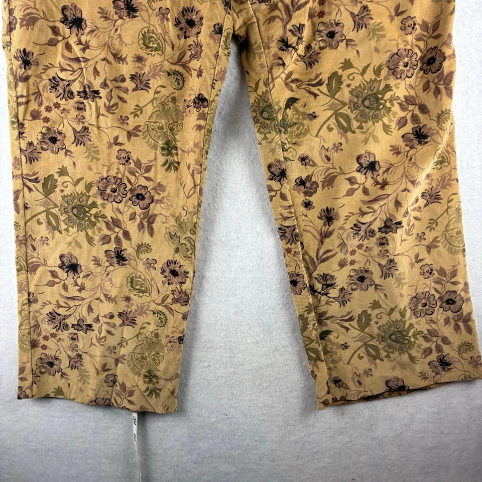 Calça Leslie Fay Veludo Floral Feminina 14 Vovó Boho Hippi Paisley Artístico - Imagem 2 de 4