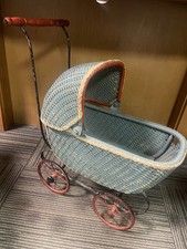 Antique Victorian Baby Doll Stroller Vintage Wicker Wood Iron Carriage