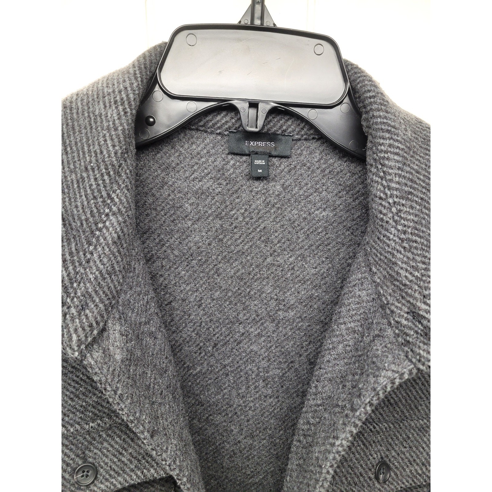 Express Gray Herringbone Shacket Oversized Shirt … - image 9