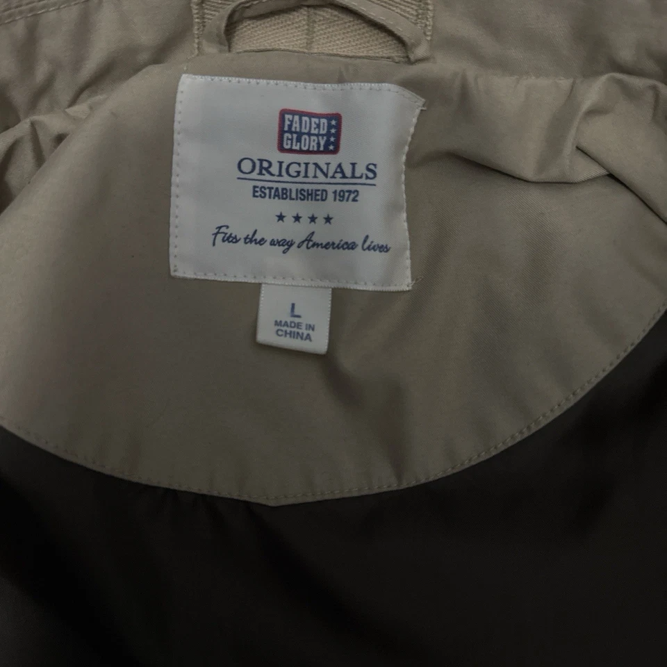 Chaqueta cortavientos Faded Glory Outerwear para hombre talla grande cremallera completa beige Foto 4 de 4