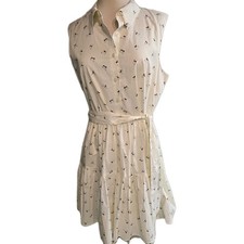 Kate Spade Honey Bee Sleeveless Shirt Dress Size Large Cream NWT