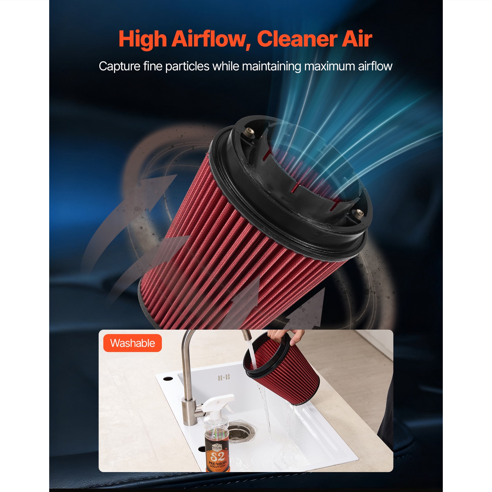 Cold Air Intake Kit + Heat Shield for 07-2008 Chevy Silverado 1500  4.8/5.3/6.0L