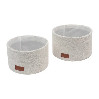 JVL Shiro 2er Set Boucle Stoff Runde Aufbewahrungskörbe, Heim Aufbewahrung Organizer
