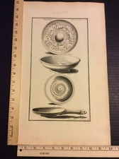 Rare Antique Original VTG 1720 Bowls and Plates Montfaucon Engraving Art Print