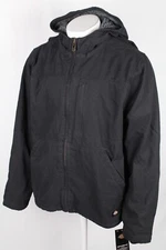 Dickies Men's Lined Jacket Duck Canvas High Pile Fleece Hooded Black TJ360RBKX