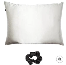 Cult Beauty~White Satin Pillowcase & Black Scrunchie Sleep Set~New in Pouch~