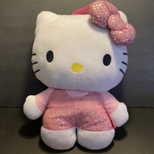 2012 HELLO KITTY BACKPACK BY SANARIO PLUSH PINK Sequin 14 Zipper Broken Read