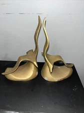 Vintage Matching Pair Mid-Century Brass Seagull / Bird Figurine Bookends.