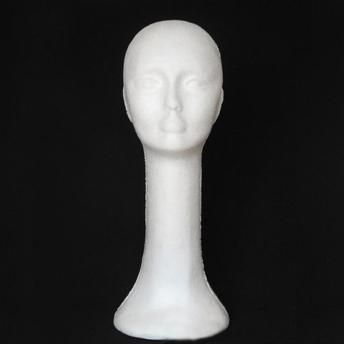 Head Model Long Neck Foam Female Mannequin Wig Hat Glasses Display Stand Model a