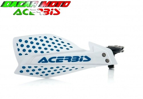 COPPIA PARAMANI BIANCO/BLU X-ULTIMATE +KIT MONTAGGIO UNIVERSALI MOTO ACERBIS