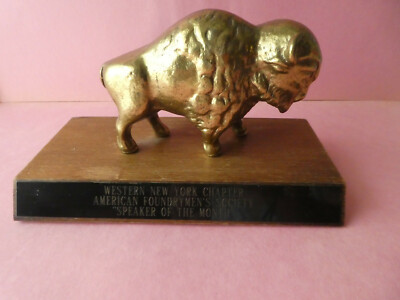 Vintage Brass small sculpture of BIZON  made in CANADA 