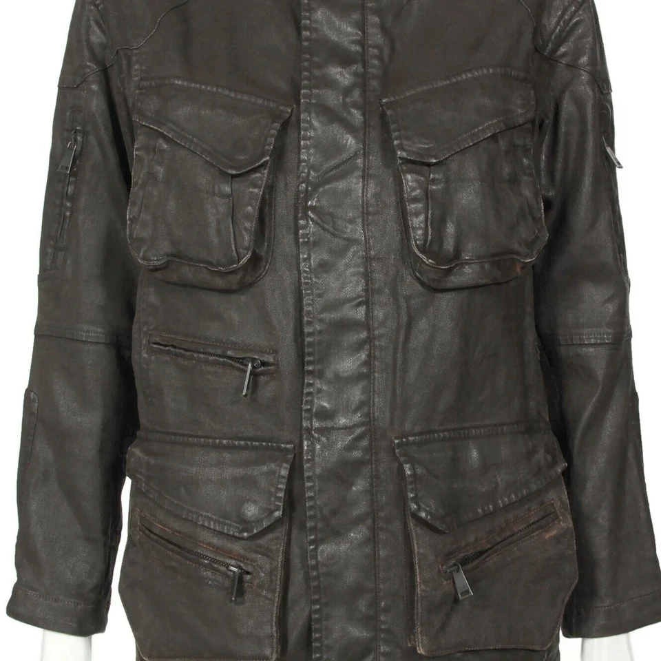 Chaqueta Ralph Lauren Etiqueta Negra Marrón Encerado Denim Envejecido Cremallera Mujer talla 2 814 Foto 4 de 4