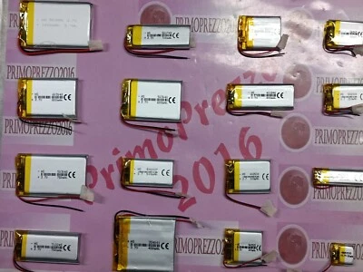 BATTERIE a litio a cella 3,7 volt per varie mAh DIGITALI cuffie,gps,led,i pod,