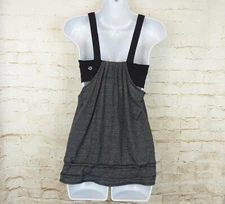 Lululemon Run Back on Track Tank Womens 4 Black Gray Missing Pads Yoga Run Sport