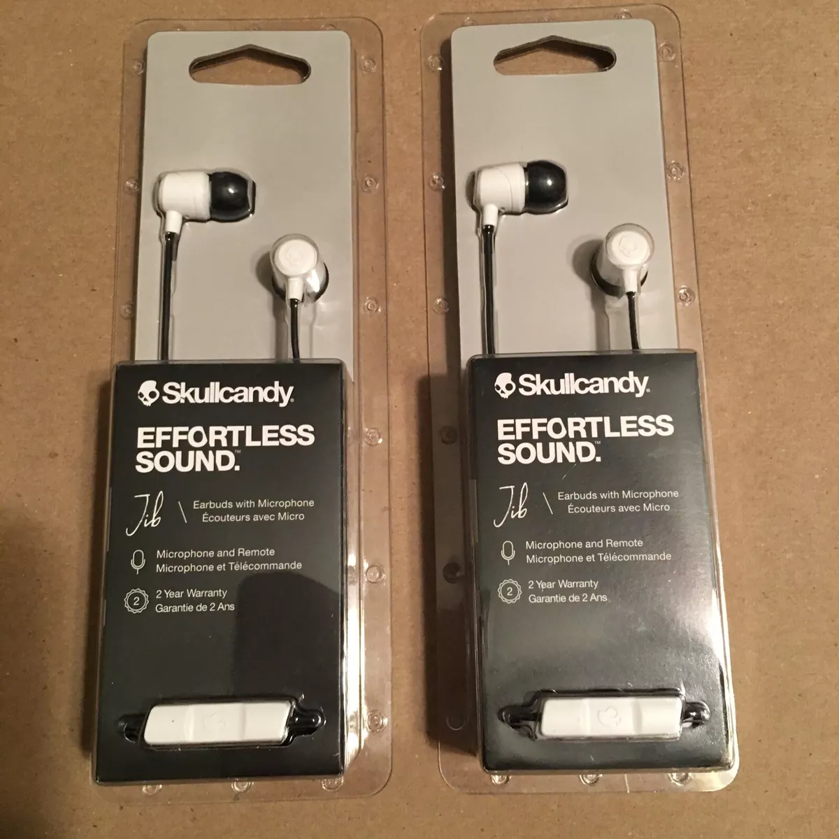 2 pcs skullcandy effortless sound earbuds with microphone White