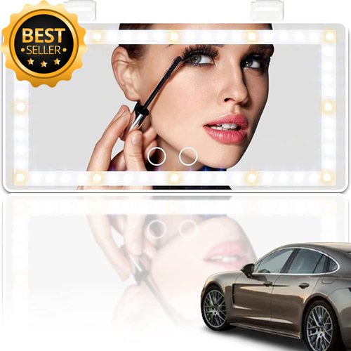 Car Vanity Mirror with LED Lights 3 Modes Dimmable Touch Screen for SUV Truck - Picture 9 of 12