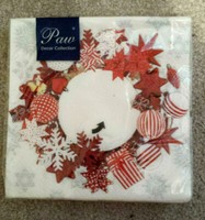 Servietten Weihnachten Kugeln Sterne Geschenke Rot Weiß 33X33 Neu