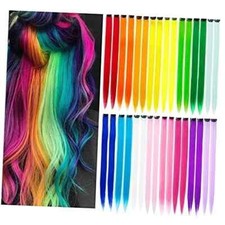 32Packs Colored Hair Extensions 20Inch Straight Color Clip Rainbow color-32Pcs