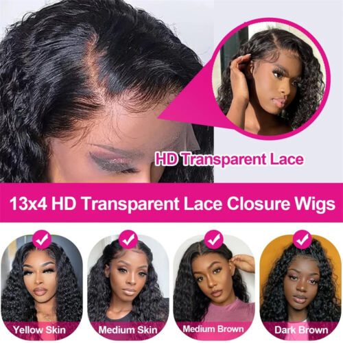 Lace Frontal Echthaar Perücke Wasserwelle lockig transparent lose tiefe Welle Wig - Bild 5 von 8