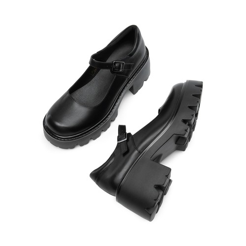 Women Round Toe Mary Janes Low Heel Buckle Shoe Lady Comfort Platform Dress Pump - Picture 13 of 23