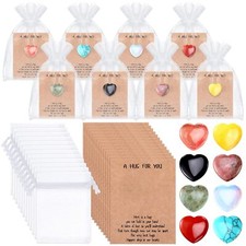 40 Sets Pocket Hug Token Gift Bulk Hug Cards with Heart Shape Natural Stones