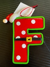 Initial Letter  F  Santa Resin Christmas Ornament 4  x 3.0  x .5  Hobby Lobby