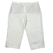 Talbots Women's White "Perfect Skimmer" Pants Size 14P Capris Culottes Ankle