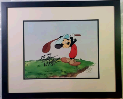 🟣Bret Iwan Mickey sericel Golfing Disney cel golf New Frame COA