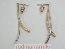 SPAGHETTI OHRSTECKER GOLD 585 14K GELBGOLD u.WEISSGOLD - signiert und punziert