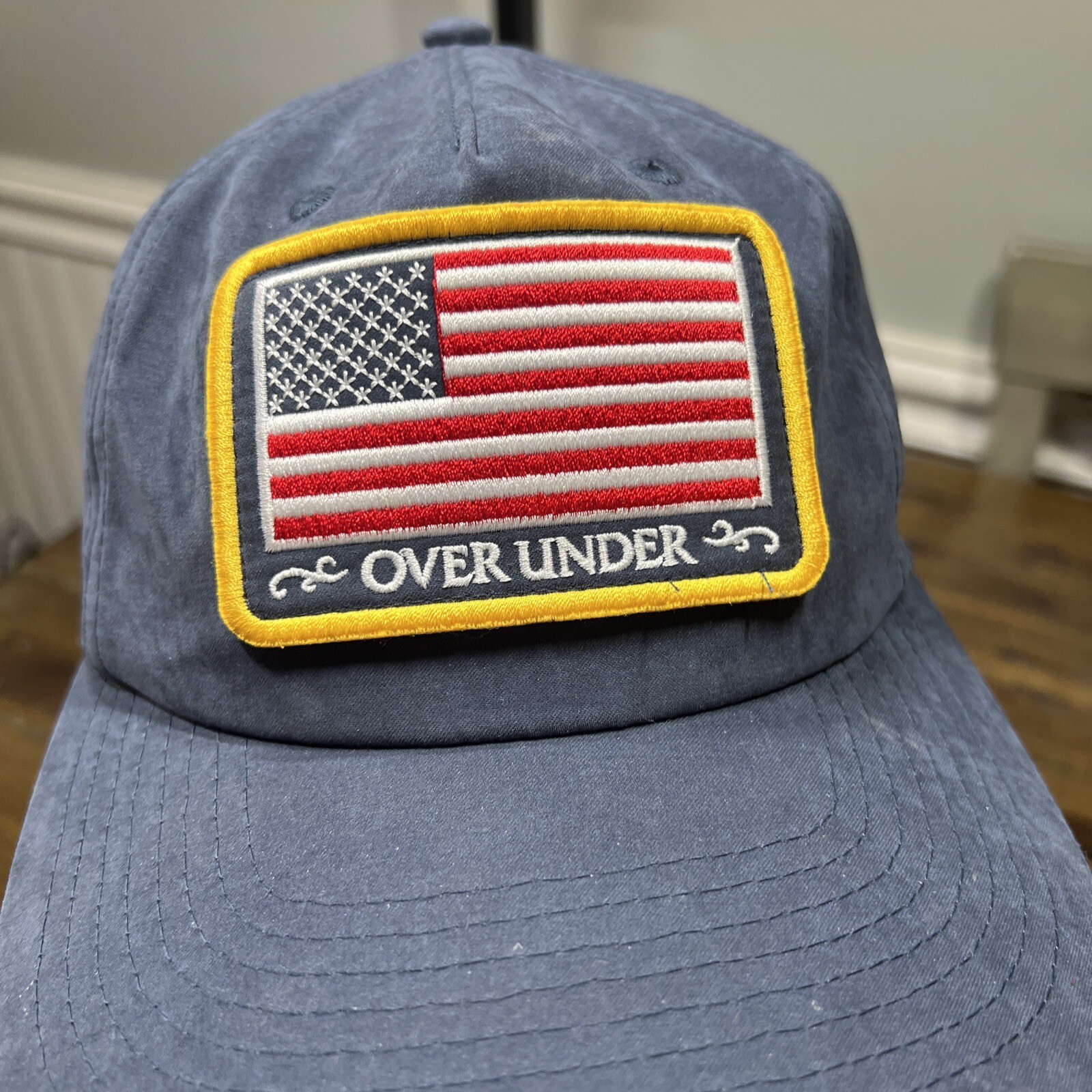Over Under Flag Patch Hat Snap Back Big Patch Navy - image 2