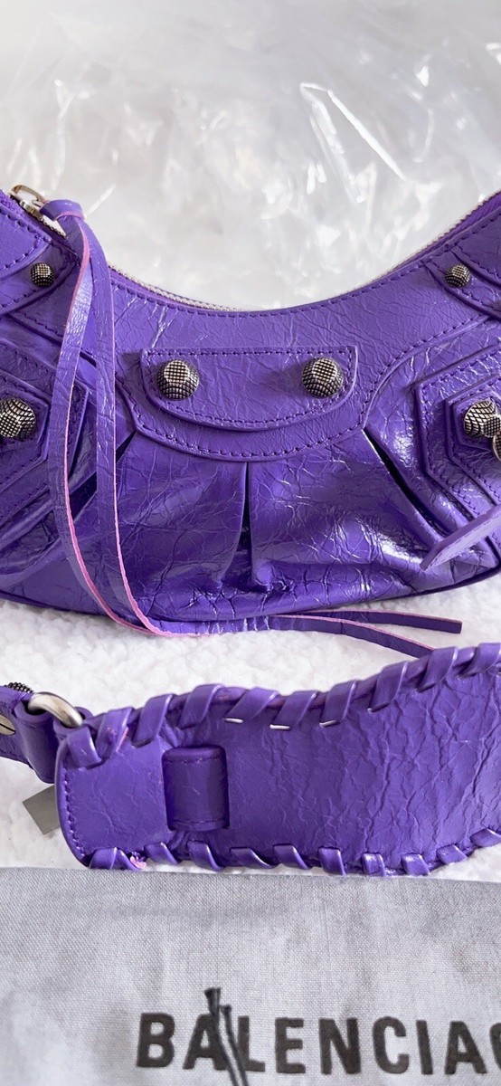 BALENCIAGA Le Cagole XS ショルダーバッグ パープル New Authentic $2550 Balenciaga Le Cagole XS Lambskin Leather