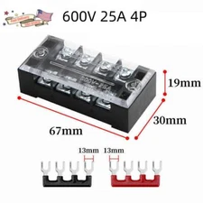 5 Set 4 Positions Dual Rows 600V 25A Wire Barrier Terminal Blocks Strip TB-2504L