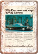 Vintage 1972 Buick Electra 225 Auto Ad Reproduction Metal Sign A10957