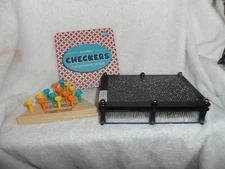 LOt of 3 novalty games -  magnetic checkers, pin picture, triangle brain teaser