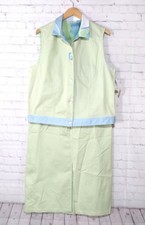 Vintage Kd Spring 2 Piece Set Vest And Stitch Skirt Green And Blue New