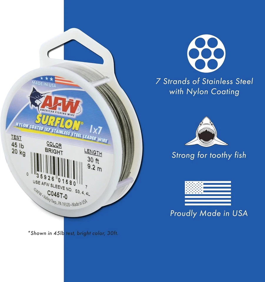 Surflon Nylon Recubierto, Acero Inoxidable, Alambre Líder, Pesca, Para Agua Salada Foto 2 de 4