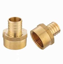 2 Pack 1-Inch PEX x 1-Inch Female NPT Adapter F1807 Brass Barb Crimp Fitting