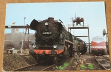 DDR-AK: Bw Rostock Dampflok BR44 0152-7 Betriebswerk Diesellok V180 DR Eisenbahn