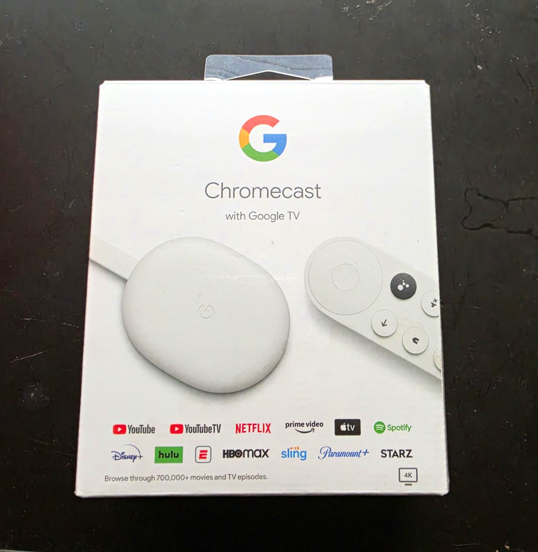 Google Chromecast w/ Google TV 4K HDR Dolby Vision/Atmos Voice, 8GB Snow