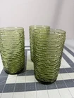 3 Vintage Anchor Hocking Soreno Avocado Green 5“ Drinking Glass