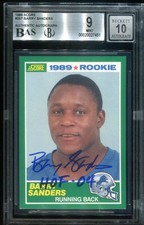 1989 Score #257 Barry Sanders signed auto inscribed RC card BGS BAS 9 10