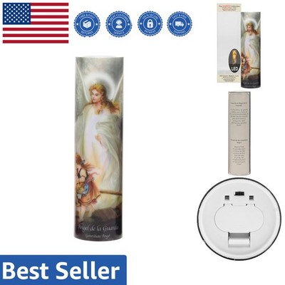 Devotional Prayer Candle - Guardian Angel LED Design, Timer & Battery Operated