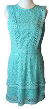 Adelyn Rae Shayna Mixed Lace Aqua Blue Dress Fit & Flare Easter Stretch