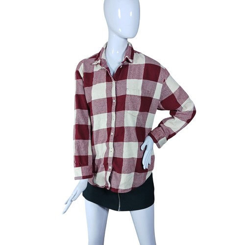 Old Navy kariertes Flanell Button Down Hemd Größe L beige und burgund - Bild 2 von 9