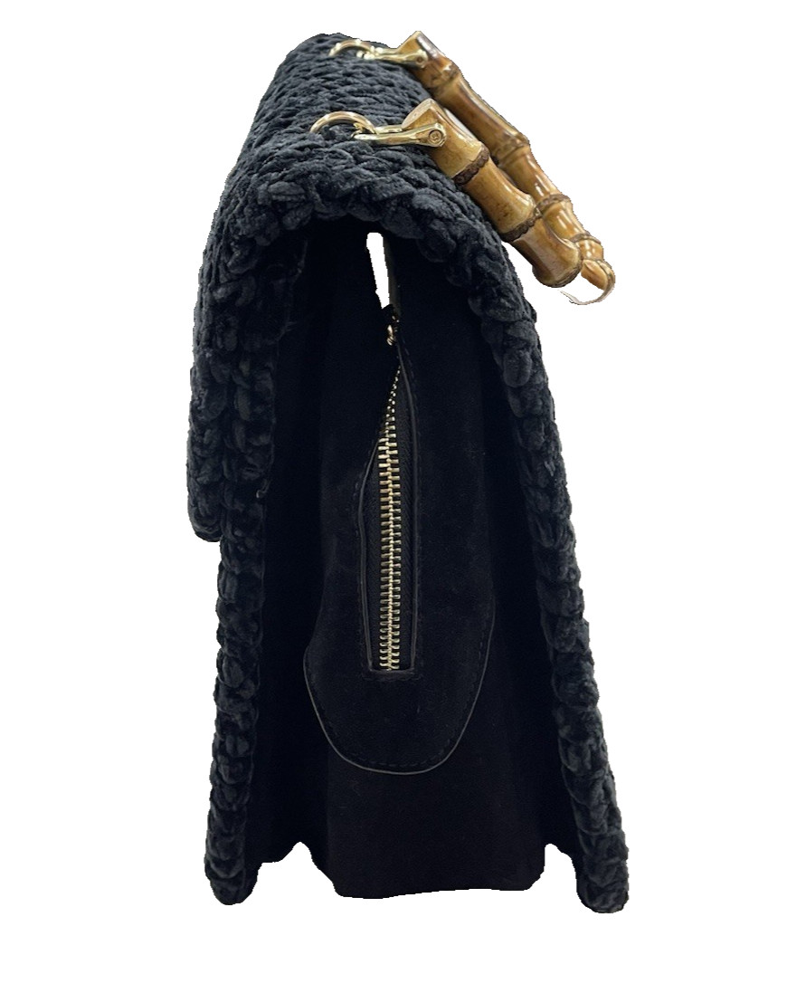 Stylish La Milanesa Salome Black Bamboo Top Handle Handbag image 2