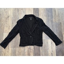 INC International Concepts Black Floral Lace Blazer Petite Medium Single Button
