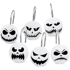 12 pcs skull shower curtain hooks halloween shower rings decorative sk
